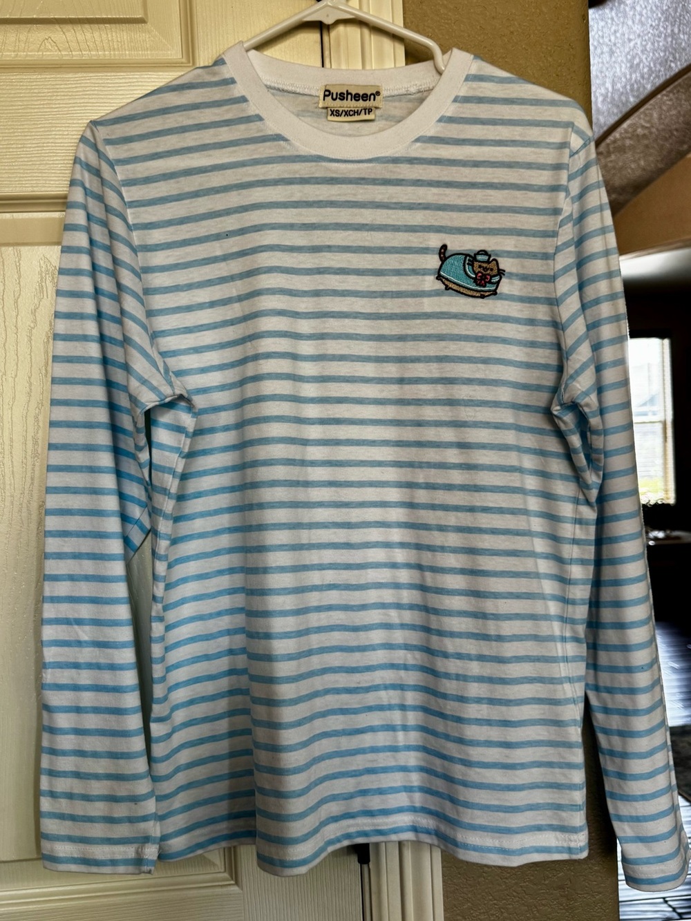 Pusheen Blue & White Striped Long-Sleeve Shirt